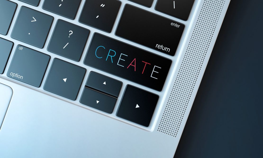 Keyboard with the word create on one of the keys